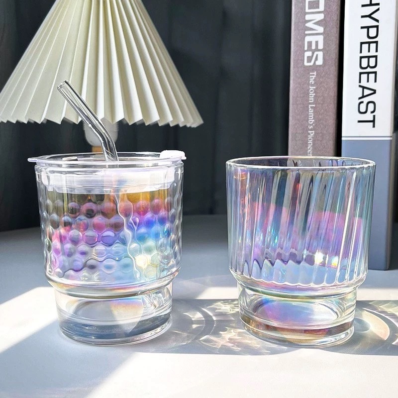 แก้วน้ำ สีรุ้ง ใส่เครื่องดื่ม 400ml สไตล์มินิมอล รูปที่ 7