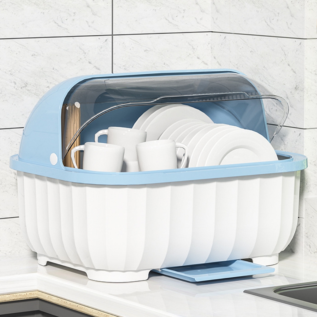 กล่องใส่จานชามมีฝาปิด ที่คว่ำจานทรงโค้งมน dish rack สำหรับห้องครัว บ้าน คอนโด วางจานชามได้สูงสุด 28-30ใบ Simple Thailand
