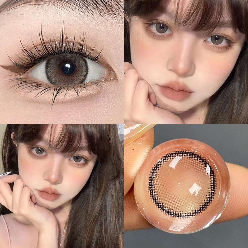 Midroo คอนแทคเลนส์ Glaze Brown คอนเทคเลนส์รายเดือนขนาดมินิสายตาปกติ 1คู่ - 14.2mm