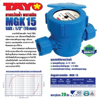 มิเตอร์น้ำพลาสติก PVC  / มาตรวัดน้ำพลาสติก PVC ขนาด 1/2 (4หุ…