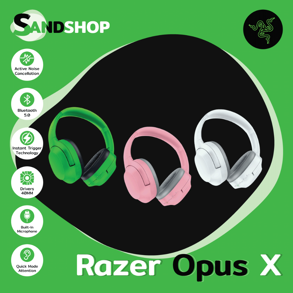 ✔สินค้าพร้อมจัดส่ง หูฟัง RAZER OPUS X (Green,Quarts,Mercury) ของแท้ ของใหม่ รับประกันสินค้า 2 ปี