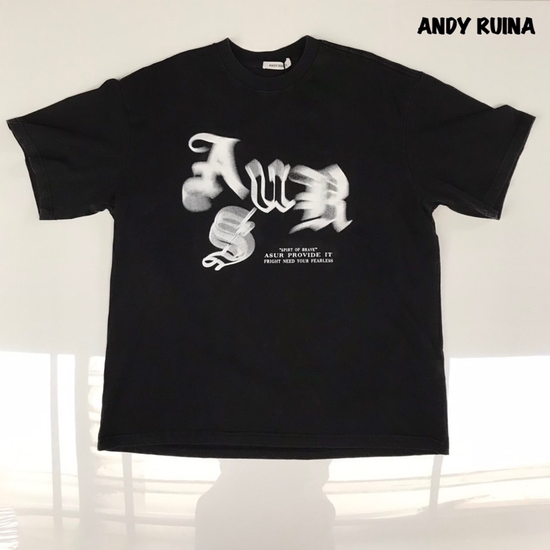 เสื้อแบรนด์ ANDY RUINA สีดำฟอก เสื้อสตรีท