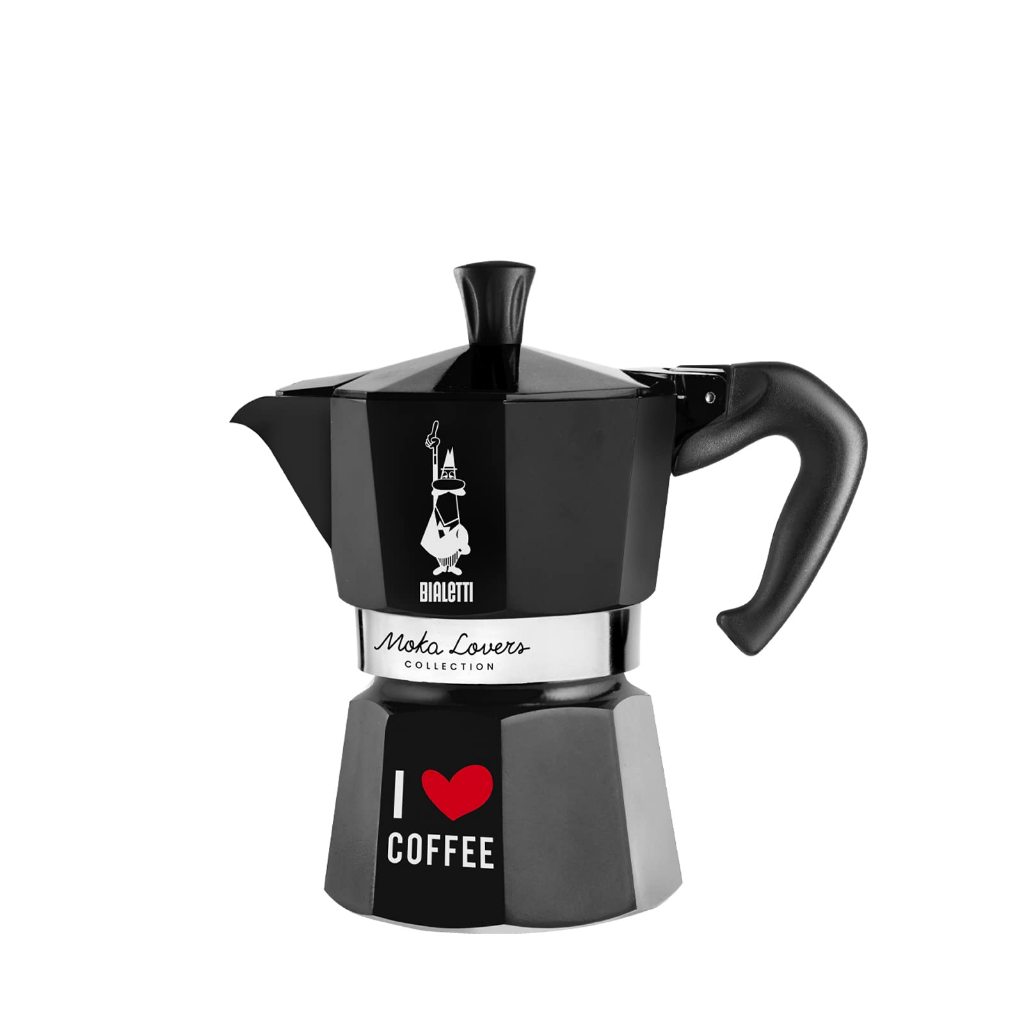 AE - Bialetti หม้อต้มกาแฟ รุ่น Moka I Love Coffee Black 3 Cups และ 6 Cups