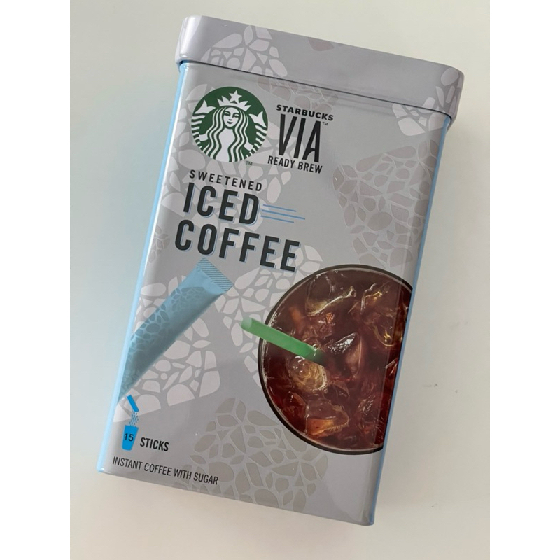 STARBUCKS VIA ICED COFFEE(กล่องเหล็ก) มี15ซอง 📌พร้อมส่ง📌(ของแท้) กาแฟสตาร์บัค EXP:2024