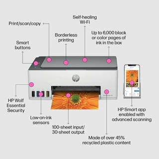 Hp Smart Tank 580 Wifi พร้อมหมึกแท้1ชุด+รับประกันศูนย์2ปี