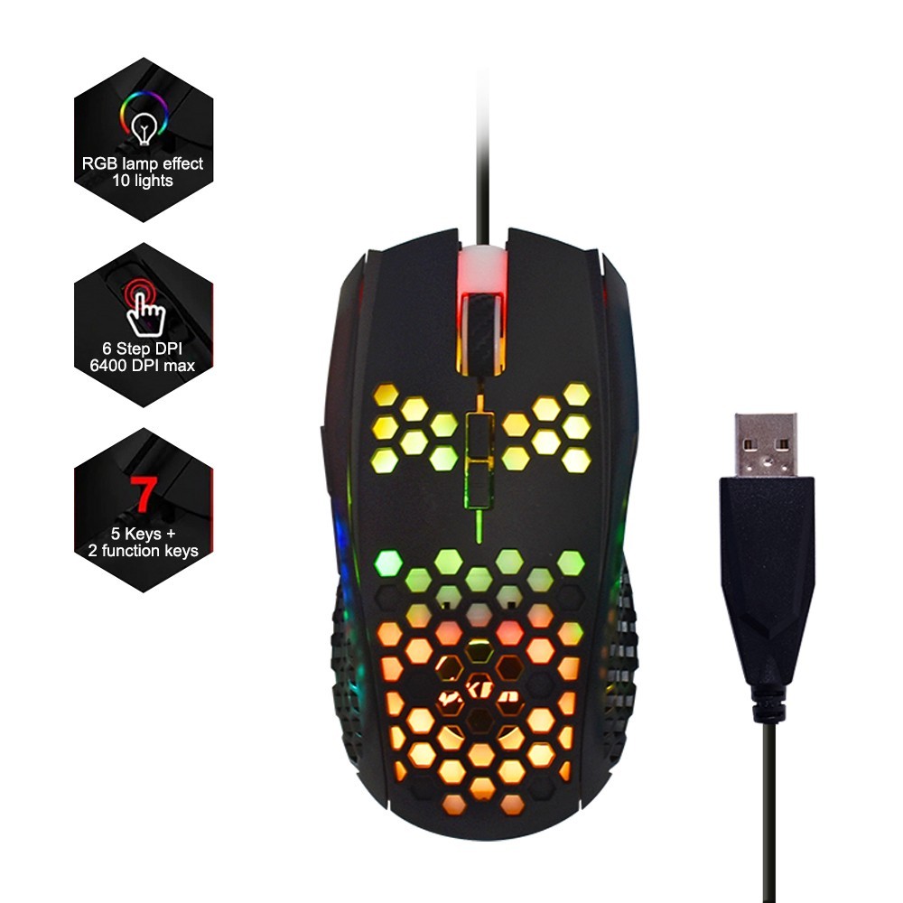 OKER เมาส์เกมมิ่ง (MACRO USB) E-SPORTS GAMING 7D (6400DPI) USB2.0/1.1 (รุ่นGM-56)