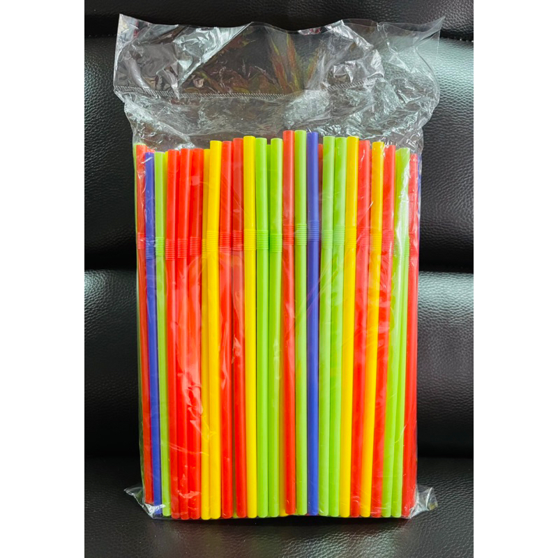 หลอดน้ำงอได้ หลอดดูดน้ำ คละสี ขนาด 6 มิล ยาว 21 cm จำนวน 250 เส้น/ห่อ – โปรปัง