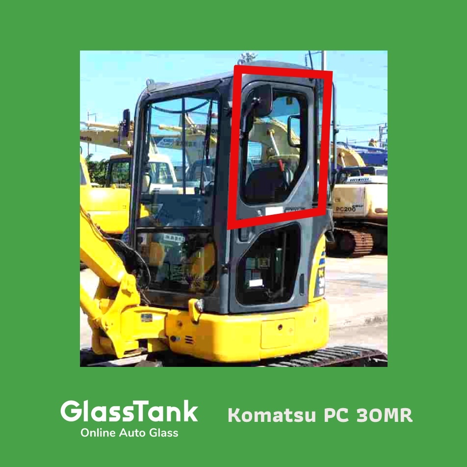 กระจกประตูแผ่นบน โคมัตสุ Komatsu PC 30MR /40MR/ 55MR กระจกแม็คโคร