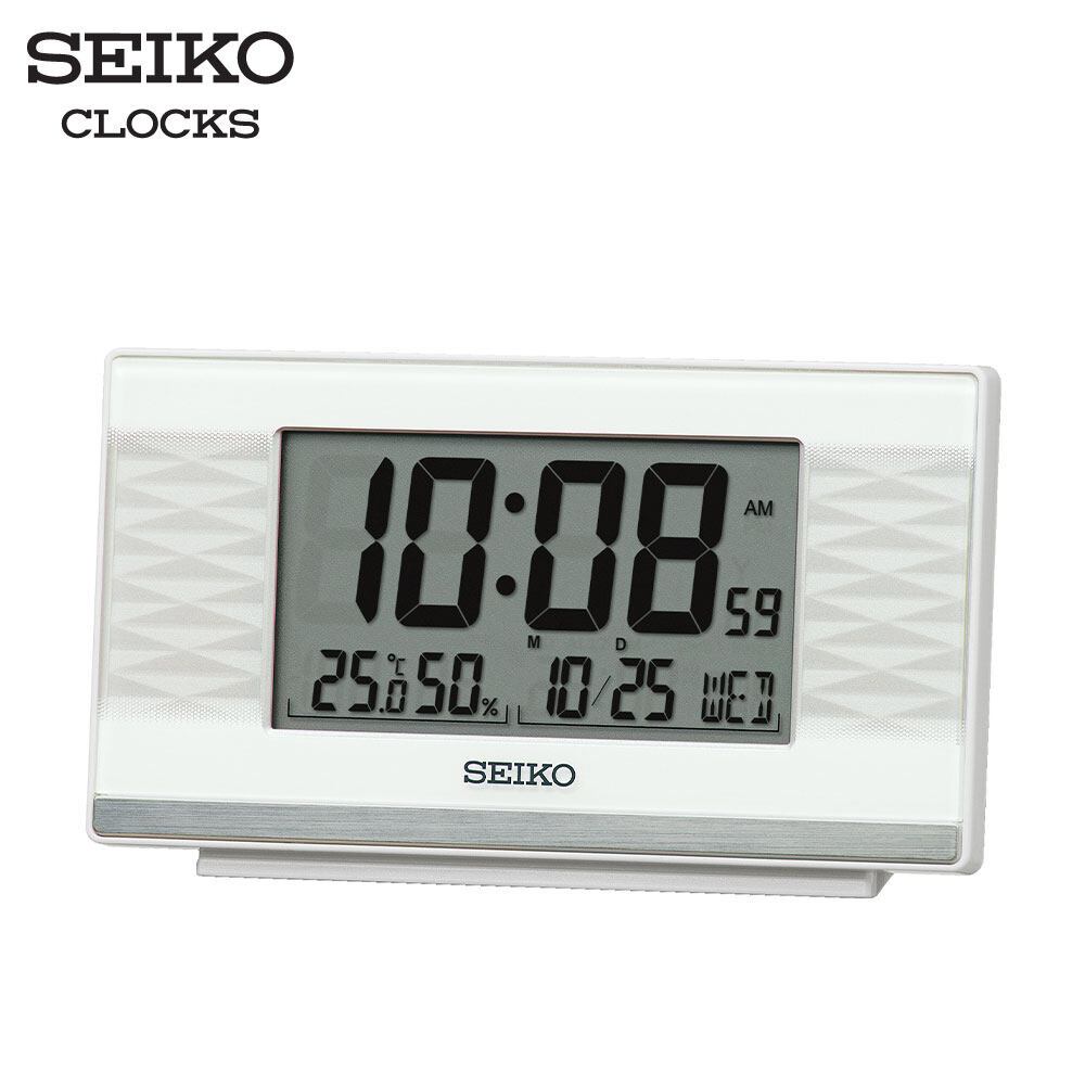 SEIKO CLOCKS นาฬิกาดิจิตอล รุ่น QHL094W  ขนาด 3 x 5.3 นิ้ว สีขาว
