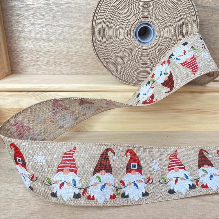 Kirkland - Ribbon Christmas ริบบิ้นขอบลวด กว้าง 2.5นิ้ว เทศกาล Christmas (ราคาต่อหลา)
