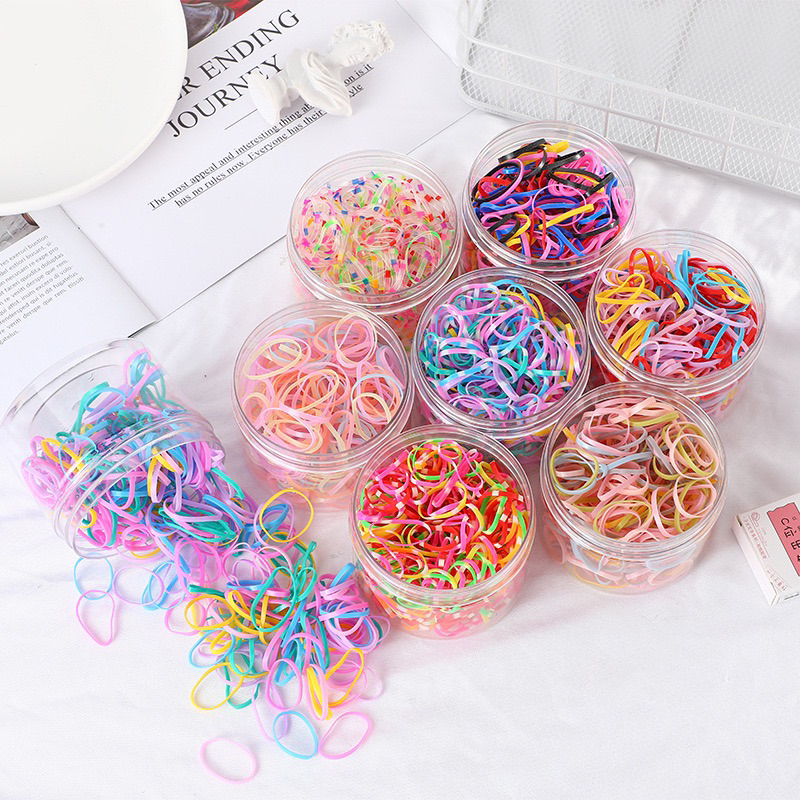 🎀พร้อมส่งจากไทย🎀AE-06หนังยางรัดผมหลากสีพร้อมกระปุก ยางรัดผม - รูปที่ 2