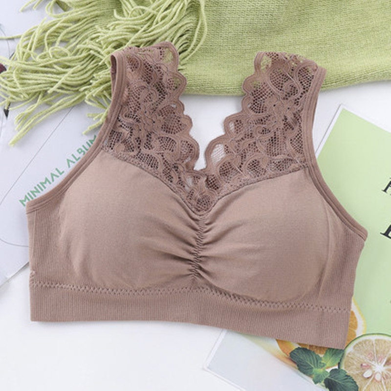 HoraBra สปอร์ตบรา บรา สายลูกไม้ ไร้ขอบ ไร้โครง เนื้อผ้าทอ ยืดได้ 26-38 แบบสวม สาวอวบใส่ได้ ชุดชั้นในผู้หญิง - รูปที่ 7
