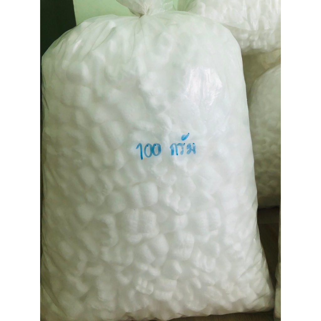 โฟมตัวหนอน Mic Pac (ไม่ติดไฟ) แบ่งบรรจุ 100 กรัม/ถุง ราคา 90 บาท