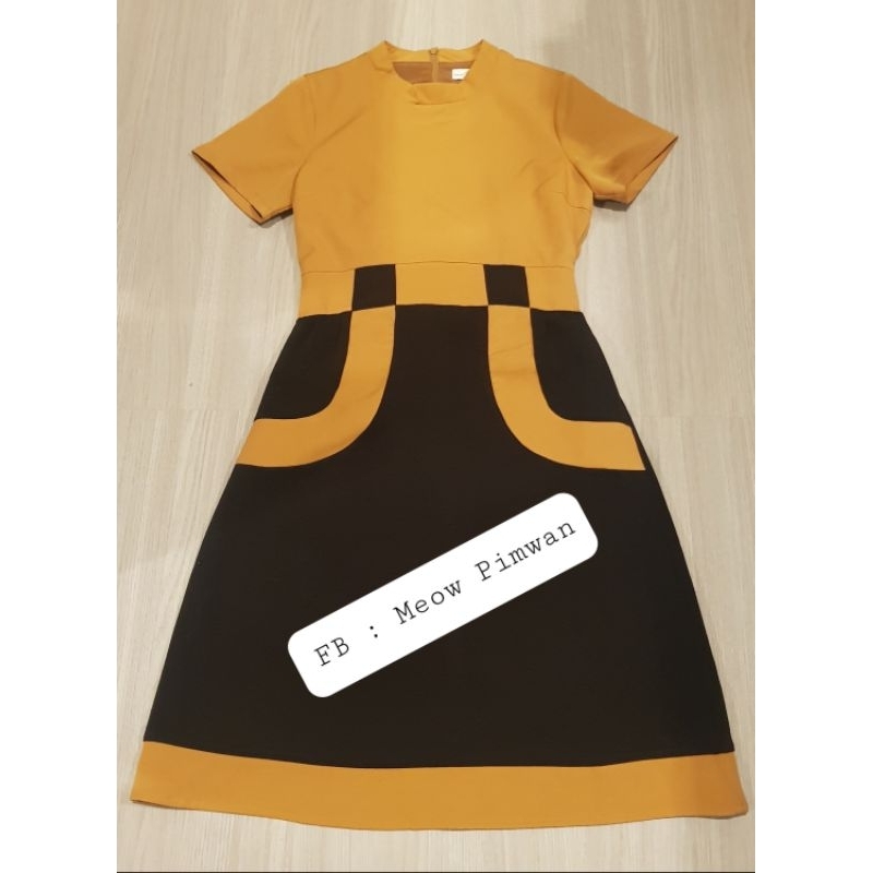 เดรสสั้นสีเหลืองดำkalisa