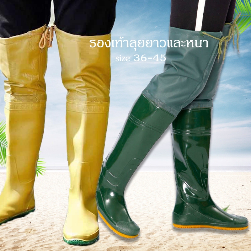 Unisex Rain Boot 60 ซม 36-45 หลายาวบาร์เรลทนต่อการสึกหรอสีทึบนาข้าวโคลนบ่อตกปลาฝนบู๊ทส์