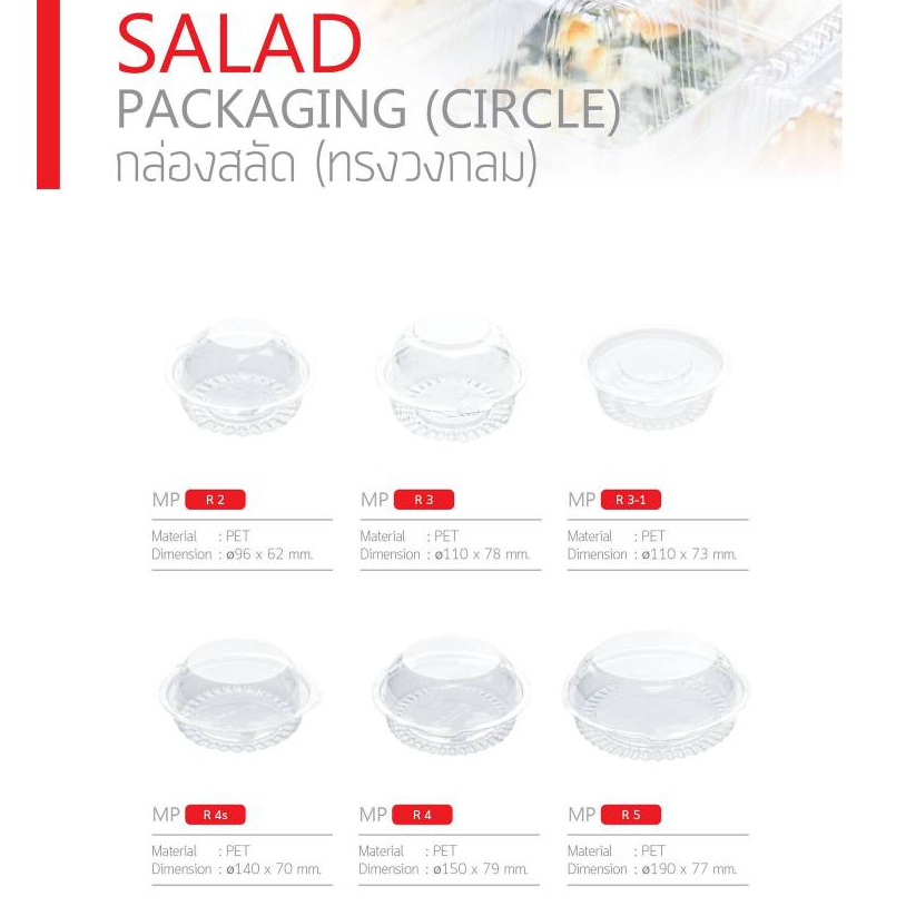 กล่องใส กลม ตราปลา R2 R3 R3-1 R4 R4s R5 My Pack กล่องกลม ใส ราคาถูก(MP R3 50ใบ)