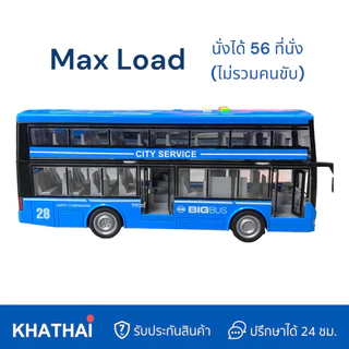 รถบัส 2 ชั้น ระบบFriction รถของเล่น เปิดประตูได้ มีเสียง มีไฟ รับผู้โดยสารได้ 56 ที่นั่ง WY-912E