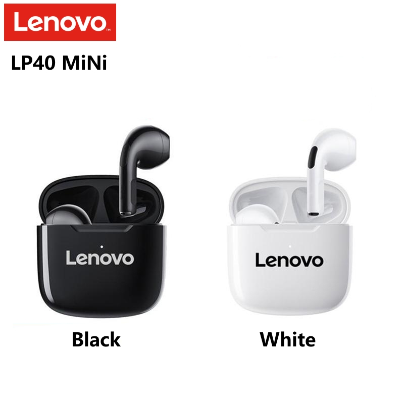 Lenovo LP40 miniหูฟังไร้สายขนาดเล็ก หูฟังบลูทูธลำกล้องต่ำ หูฟังบลูทูธไร้สายสเตอริโอพร้อมไมโครโฟน สเตอริโอ 3 มิติ เล่นเบส