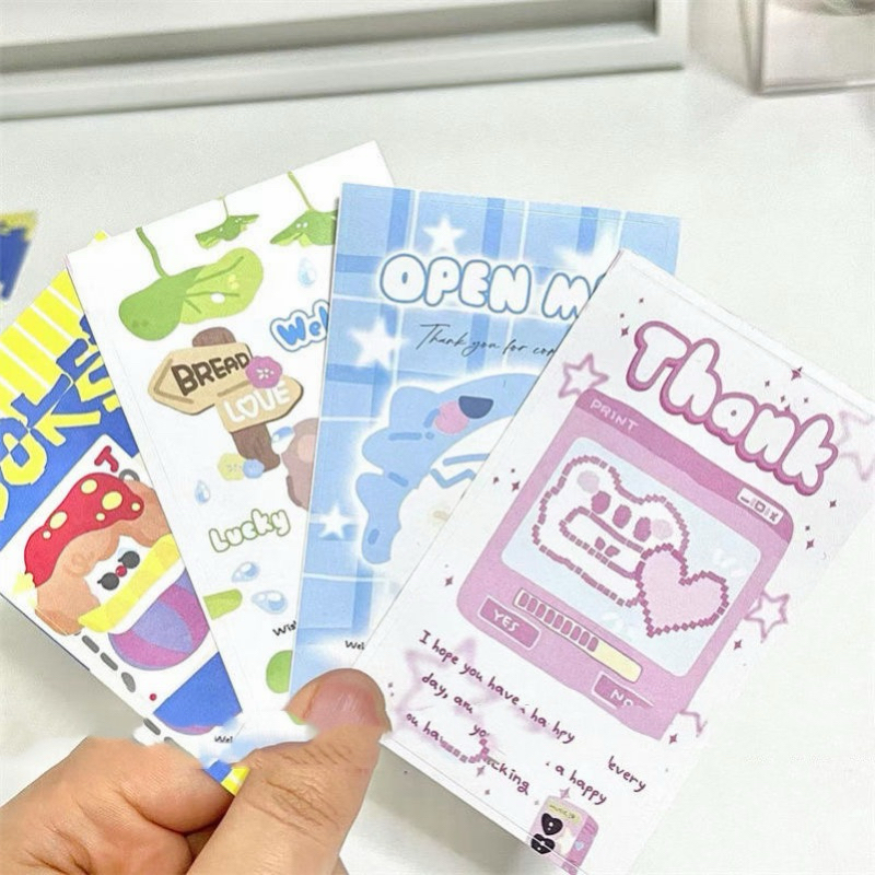 พร้อมส่ง!สติกเกอร์ซีลขอบคุณ แปะกล่องพัสดุ 20ชิ้น ลายการ์ตูนน่ารัก สติกเกอร์สไตล์เกาหลี แพคการ์ด คละแบบ