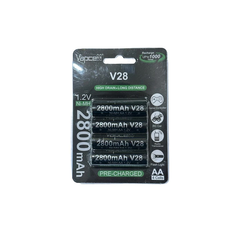 ถ่านชาร์จVapcell V28ขนาดAA 2800mAh 1.2V แพค4ก้อน ของแท้