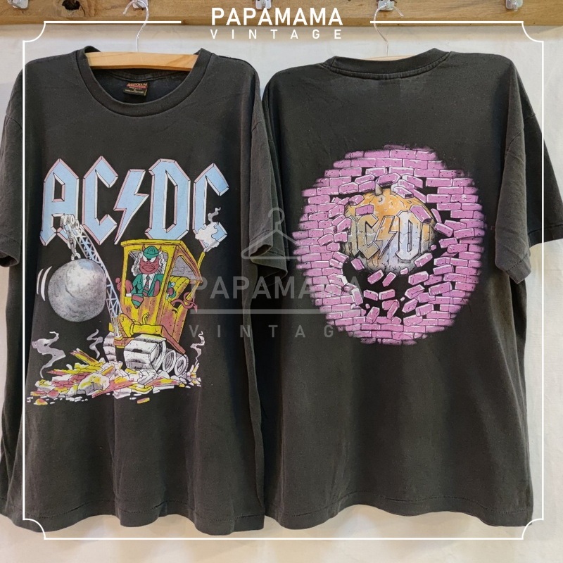 [ ACDC ] Ballbreaker BIO washed ฟอกไบโอ นุ่มมาก เสื้อทัวร์ วงร๊อค โปรโมทซิงเกิ้ล papamama vintage shirt