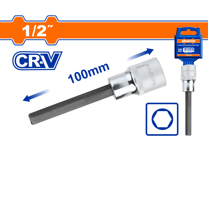 ลูกบล็อกเดือยโผล่ หกเหลี่ยม WADFOW 1/2" CR-V WSC5202