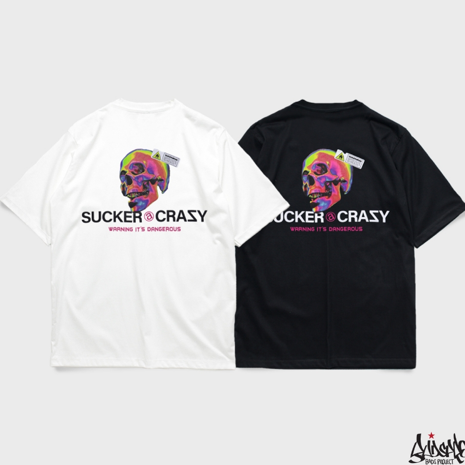 Just say Bad ® เสื้อยืดผู้ชาย Oversize รุ่น Rainbow Skull สีดำ ขาว M L / OLS