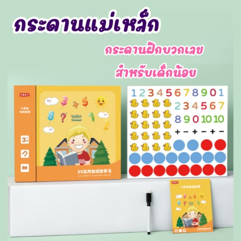 กระดานแม่เหล็ก ของเล่นเด็ก 3 ขวบ กระดานบวกเลข ฝึกคิดคำนวณ สีสันสดใส รูปทรงน่ารัก เด็กๆชอบ ง่ายต่อการจดจำ