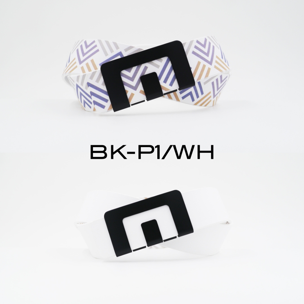 เข็มขัด MIN BELT หัวสีดำ สายขาว/ขาวลาย P1