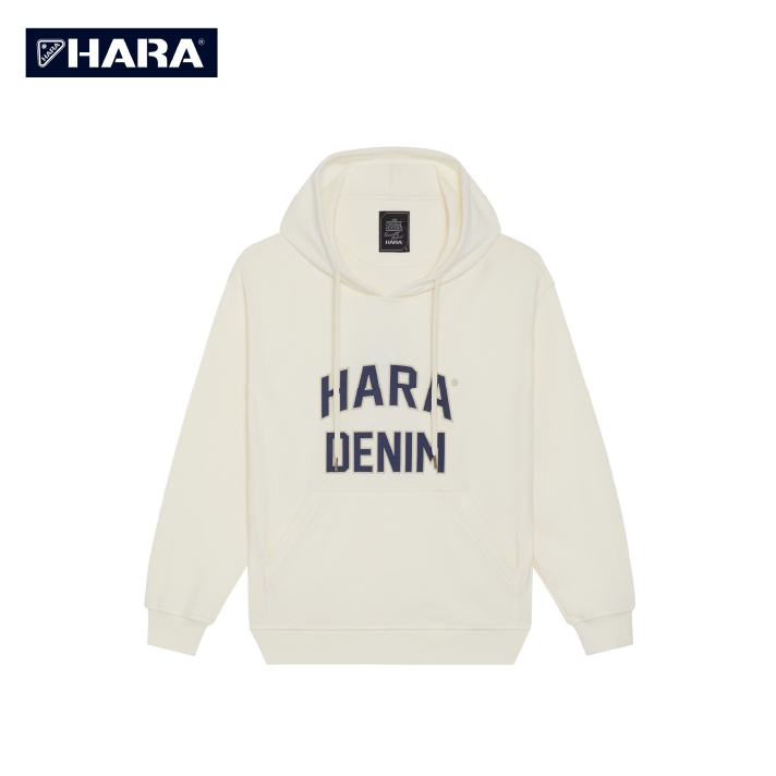 Hara เสื้อหนาวสวมหัว สกรีน Hara New Basic สีครีม HMTL-002723 (เลือกไซส์ได้)