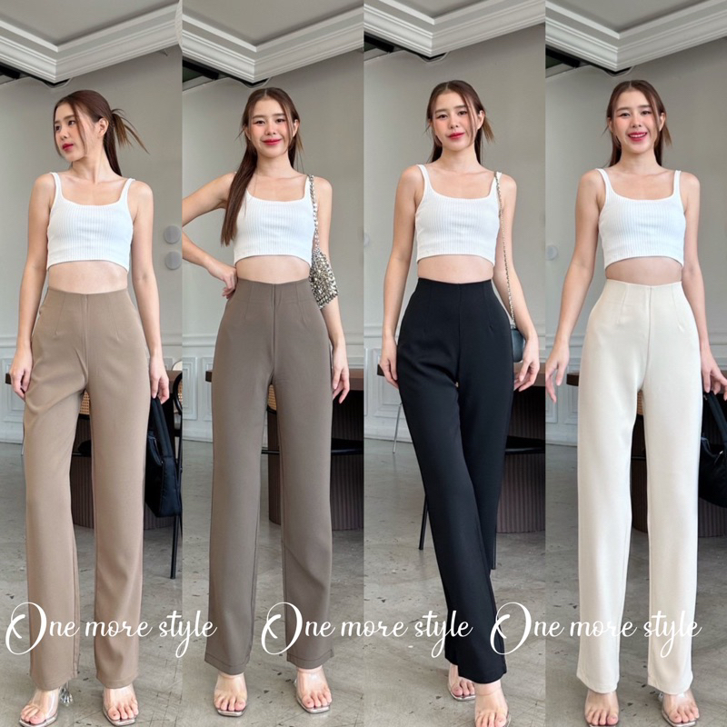 🎀ใหม่ล่าสุด🎀กางเกงขากระบอกเล็กซิปหลังผ้าลิลลี่พร้อมส่ง