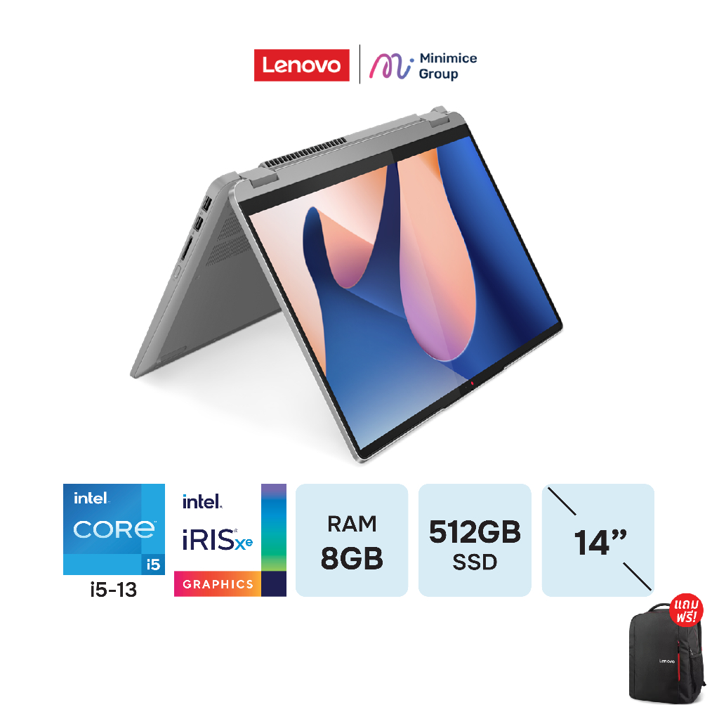 [ผ่อน0%10เดือน]Lenovo Ideapad Flex 5 14IRU8-82Y0004QTA/ i5-1335U/512G/Notebook โน๊ตบุ๊ค By Minimice