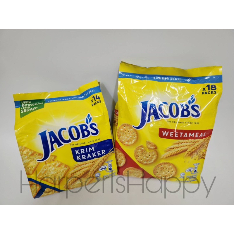 Jacob's cream cracker ขนมปัง จาคอบส์ Original, Weetameal, Hi-Fibre ครีมแคร็กเกอร์ แบบซองแยก