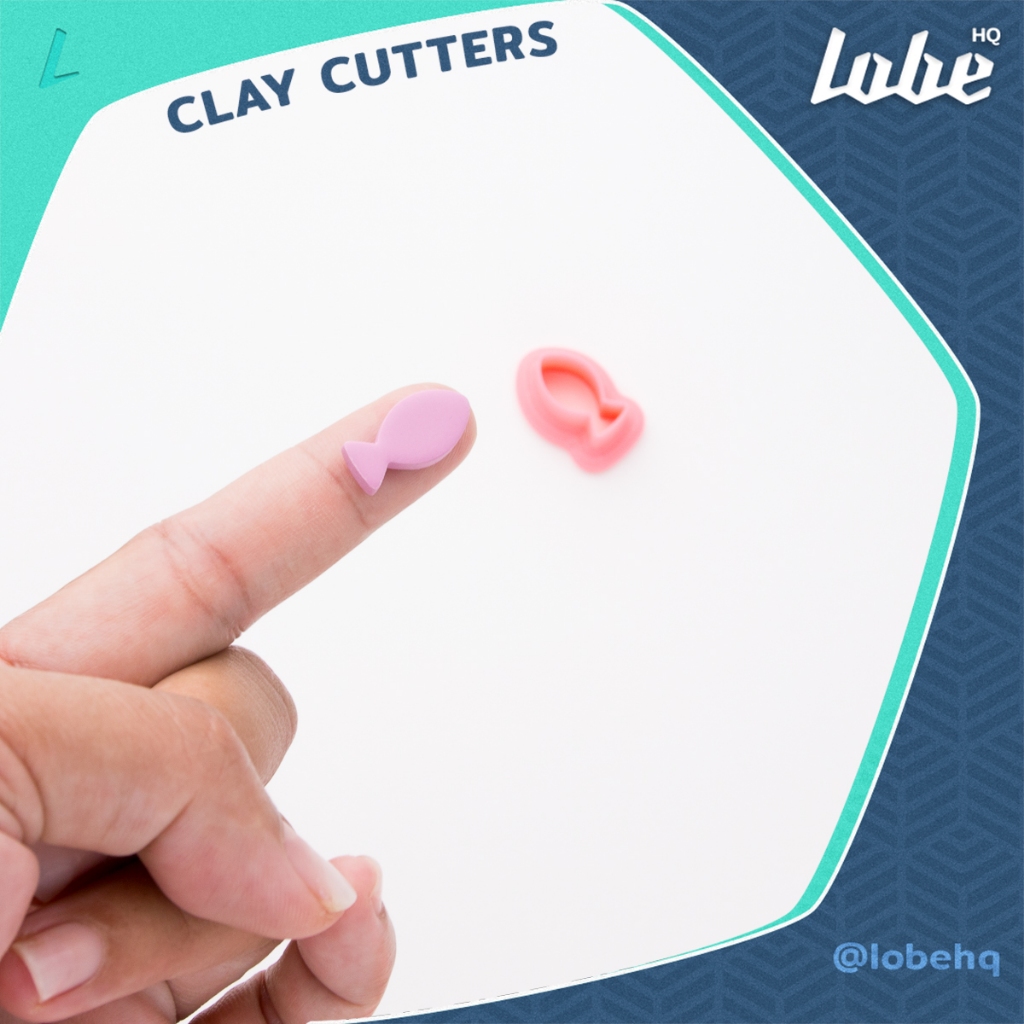 พิมพ์กดดินโพลิเมอร์รูปทรงปลามินิมอล A/ Minimal Fish Shape A Polymer Clay Cutter by lobehq/ Clay Mold Tools