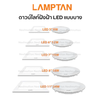 LAMPTAN / LAMPTIFY โคมไฟ LED Downlight Ultra Slim Panel 5 นิ้ว 9w / 6 นิ้ว 12w / 7 นิ้ว 15w / 8 นิ้ว 18w / 11 นิ้ว 24w