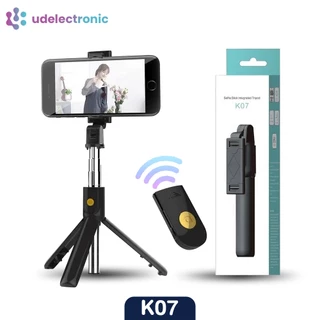 UDelectronic ไม้เซลฟี่ ไม้เซลฟี่บลูทูธ K07 พร้อมรีโมท ยืดหดได้ ขาตั้งกล้องมือถือแบบพกพา น้ำหนักเบา