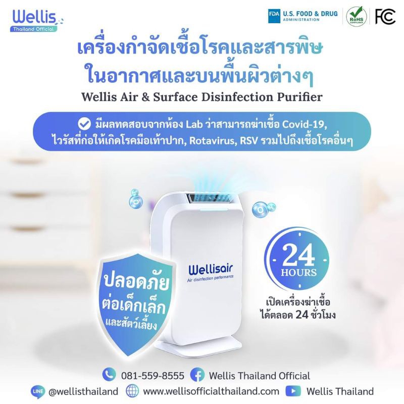 Wellis Air เครื่องกำจัดเชื้อโรคและสารพิษในอากาศและบนพื้นผิวต่างๆ มือ2