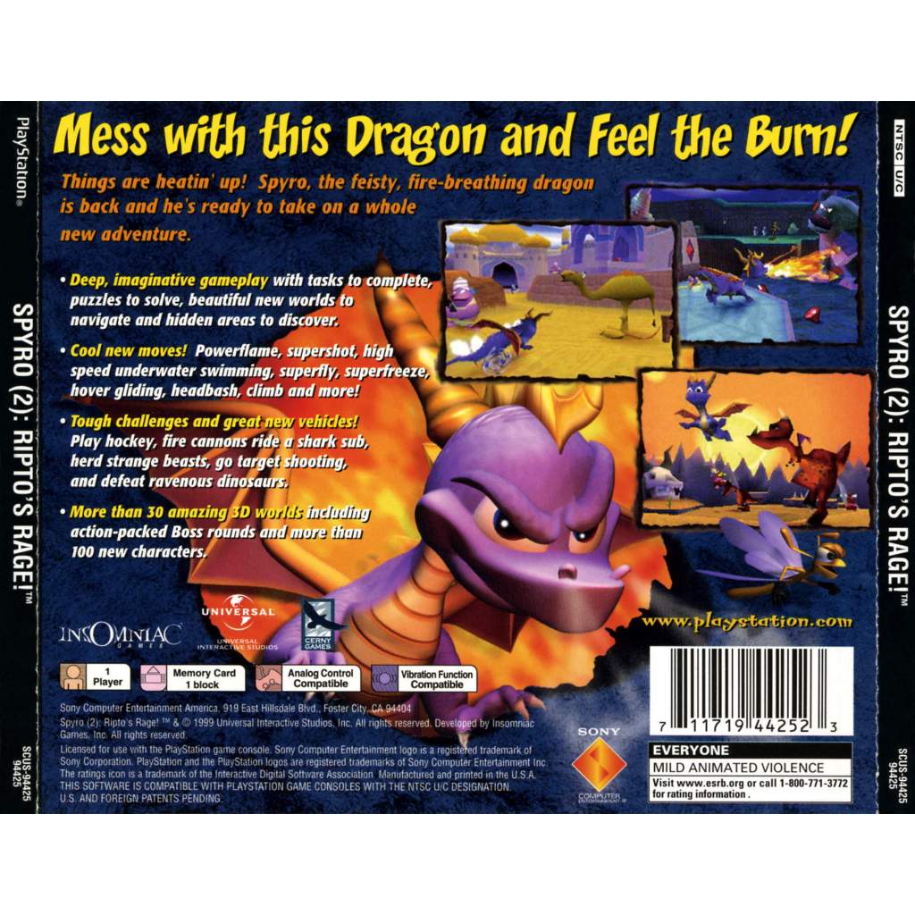 PS1 : Spyro 2 - Ripto's Rage (USA) (1 Disc)