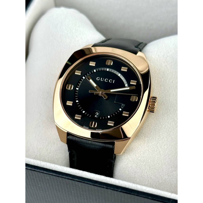 New Gucci Black Dial Rose Gold-tone Watch