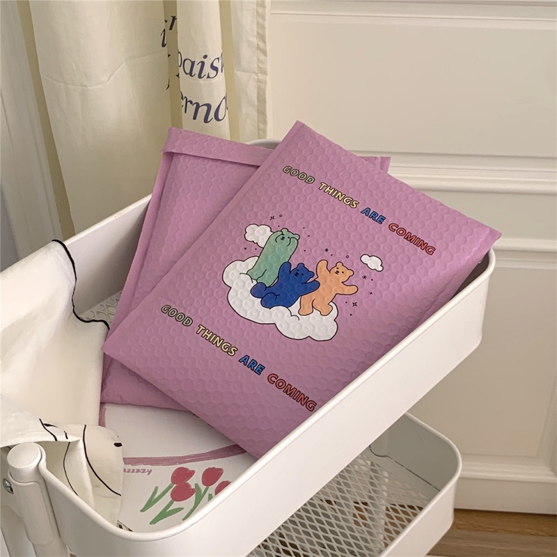 [พร้อมส่ง 💕] ซองบับเบิ้ล กันกระเทก ลายน่ารัก สีชมพูลายหมี ขนาด 31*22 cm ไม่มีขั้นต่ำ