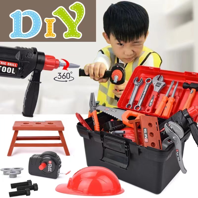 (พร้อมส่ง)ของเล่นเด็กDIY ชุดเครื่องมือช่าง ของเล่น เสมือนจริง เสริมสร้าง IQ จิตนาการ พร้อมอุปกรณ์
