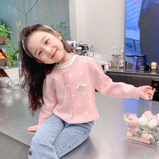 พร้อมส่ง เสื้อกันหนาวไหมพรมเด็ก สเวตเตอร์ งานดีน่ารักมาก เสื้อแฟชั่นเด็กผู้หญิง