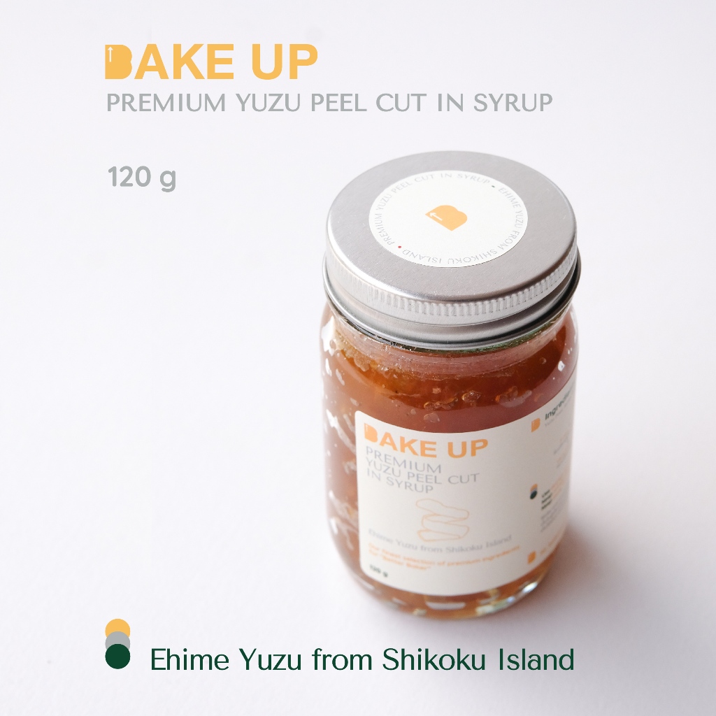 เปลือกส้มยูสุเชื่อม กลิ่นยูสุ พรีเมียม Premium Yuzu Peel Cut in Syrup 120 g. | BAKE UP
