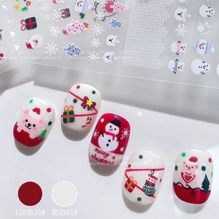 🎄Christmas สติ๊กเกอร์ติดเล็บ เทศกาลคริสมาส ลายหิมะ แต่งเล็บสวยง่ายๆแกะแปะได้เลย