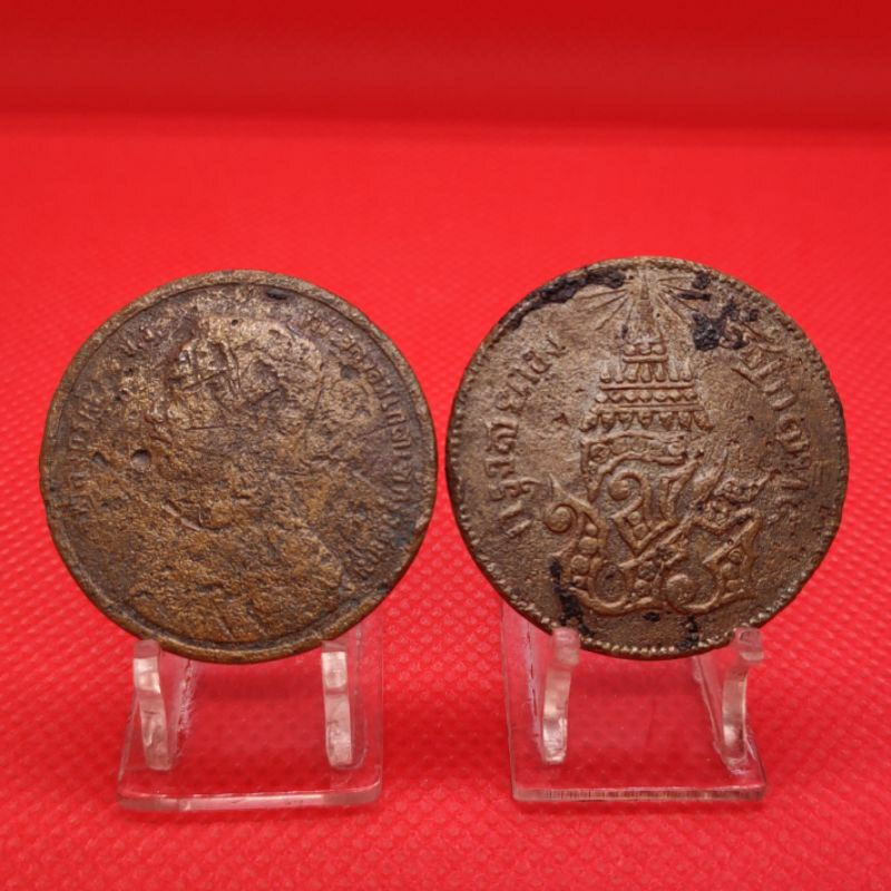 เหรียญกษาปณ์รัชกาลที่5น่าสะสมหนึ่งเซี้ยวร.ศ.114-เสี้ยว๔อันเฟื้องจ.ศ1236(ขายเหมา 2 เหรียญคู่กัน)