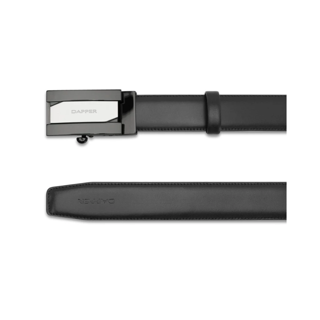 DAPPER เข็มขัดหนังแท้ ปรับสายได้ Ratchet Belt with Automatic Click Buckle สีดำ (BBC/BK/1276AG3) thumbnail 6