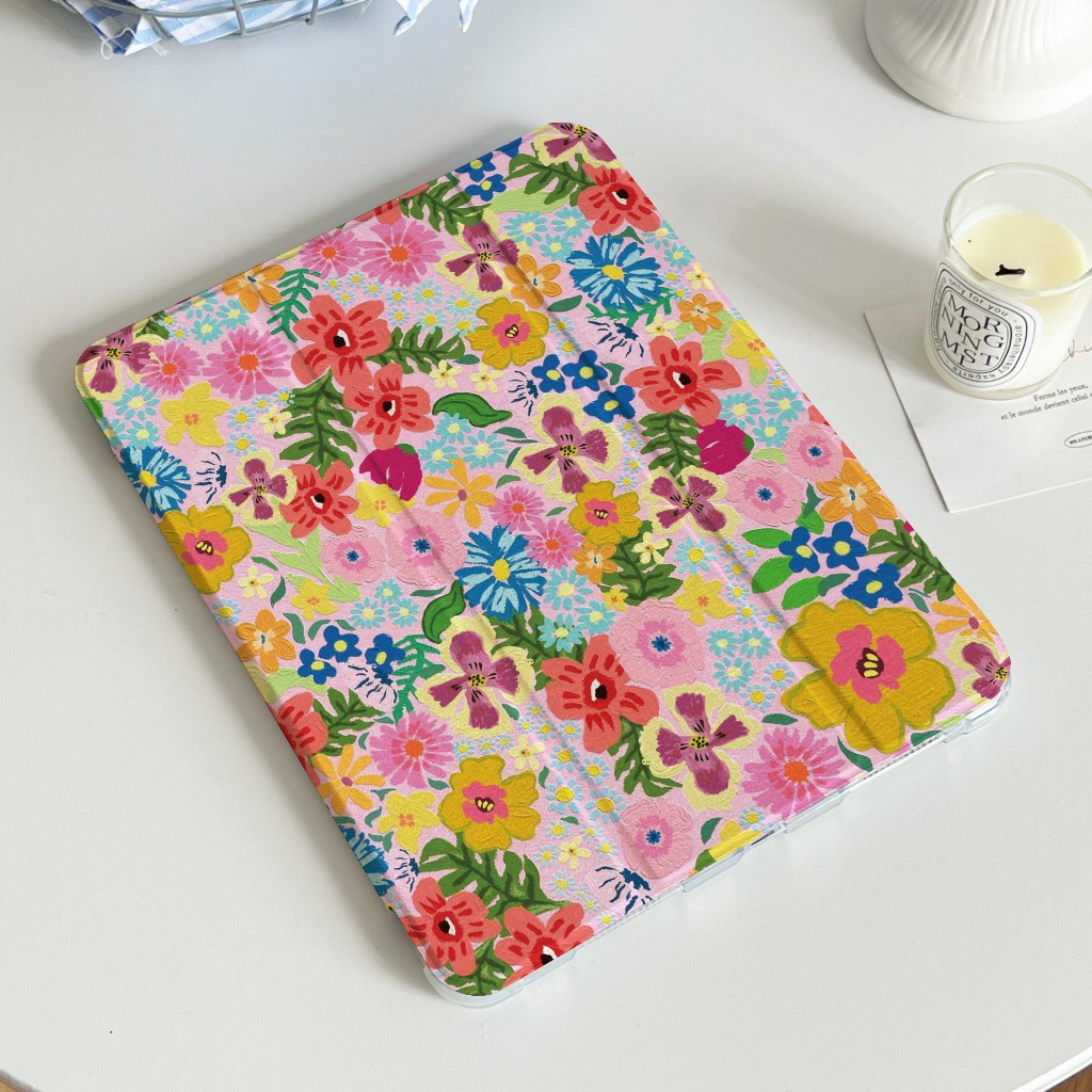 💫พร้อมส่ง💫เคสไอแพด Gen9 10.2 เคสiPad ดอกไม้ มีสีสันGen8 AIR6 Air4 Case iPad มีที่เก็บปากกา Air6/7 Gen11