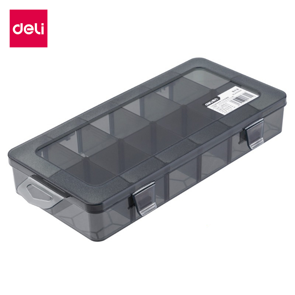 Deli กล่องใส่ของแบ่งช่อง กล่องพลาสติกหลายช่อง เก็บอะไหล่ได้หลายช่อง แข็งแรงทนทาน ไม่แตกง่าย อุปกรณ์จ