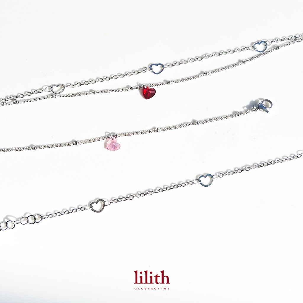 Lilith - Heart crystal Bracelet สร้อยข้อมือ stainless จี้หัวใจ
