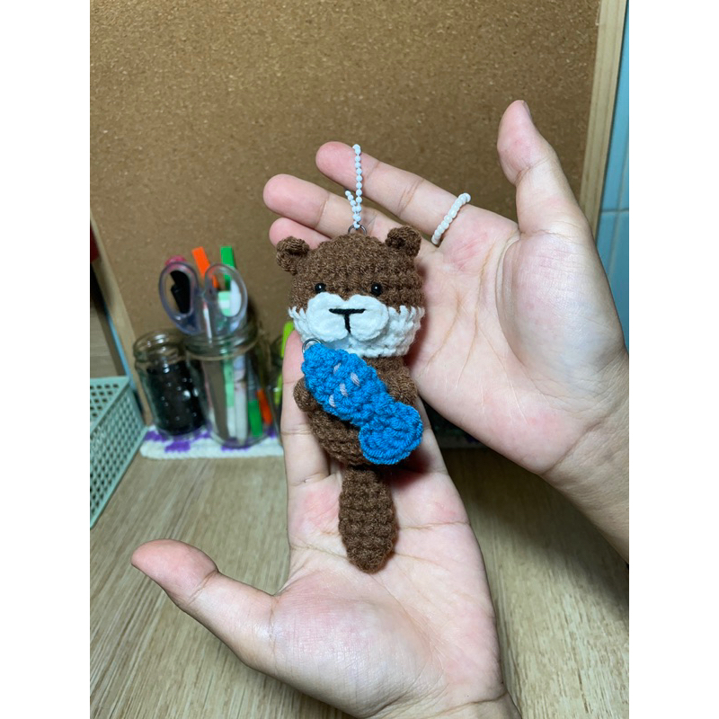 Baby otter crochet พวงกุญแจนากน้อยและเจ้าปลาจิ๋วของน้อนนน~